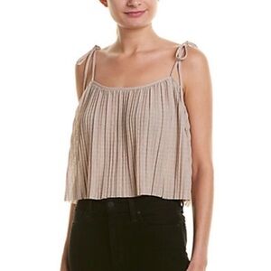 Walter Baker Kristi Top Sparkly Metallic Pleated Tie Shoulder size Medium Crop